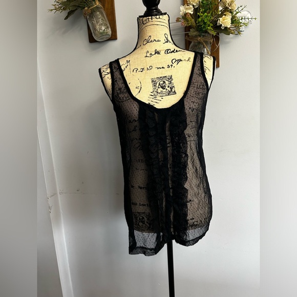 Vanity tank top mesh lace ruffle whimsical goth vampire witchy romantic fairy - Picture 1 of 10